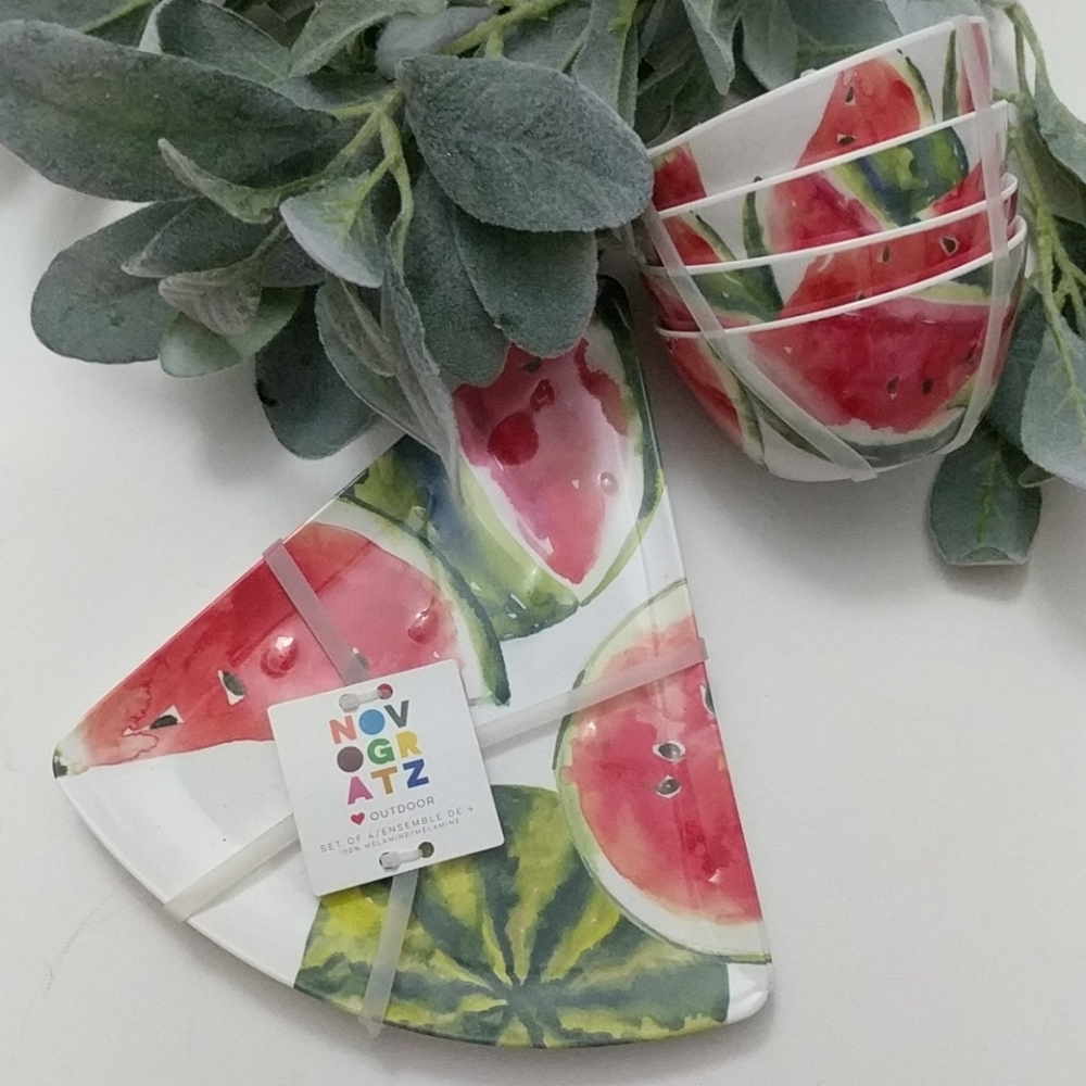 Nobogratz Melamine Watermelon Dishes 8 PC Set New